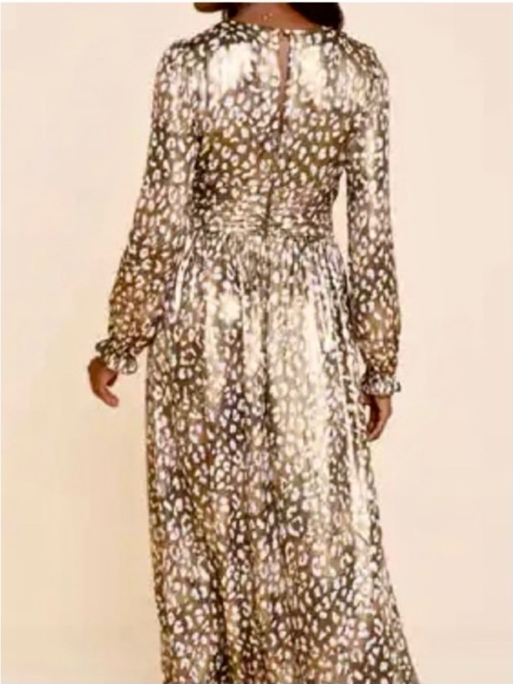 Francesca's Collections Limelight Lurex Leopard Maxi Dress Formal Evening Gold - Picture 3 of 8